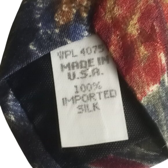 Vintage Mark Alexander Blue Tan Print 100% Silk Neck Tie Made in USA - Picture 6 of 6